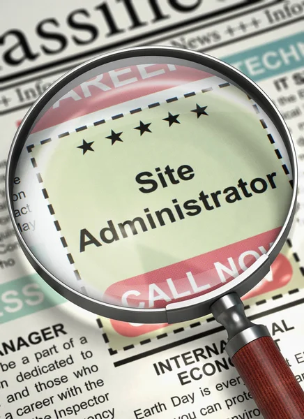 Job Opening Site Administrator. 3D. — Stock Photo, Image