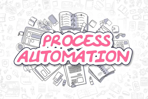 Automatización de procesos - Cartoon Magenta Word. Concepto de negocio . —  Fotos de Stock