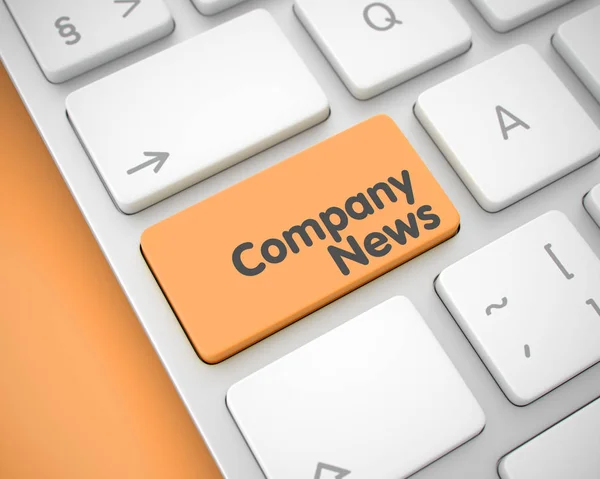 Company News - Text on Orange Keyboard Keypad. 3D. — Stock Photo, Image