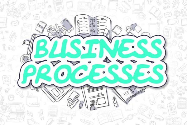 Business Processes - Cartoon Green Text. Business Concept. — Stock Photo, Image