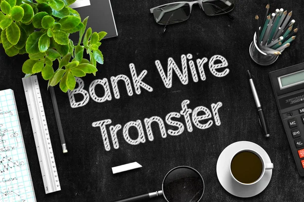 Black Chalkboard with Bank Wire Transfer. 3D Rendering. — Stock Photo, Image