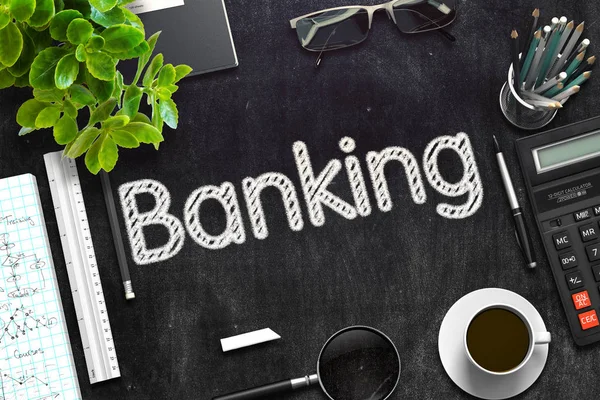Banking på svarta tavlan. 3D-rendering. — Stockfoto