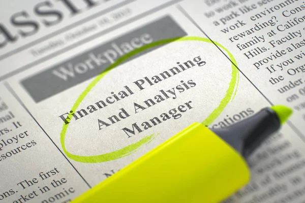 Job Opening financiële Planning en analyse Manager. 3D. — Stockfoto