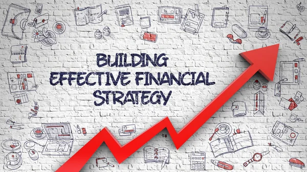 Aufbau einer wirksamen Finanzstrategie auf der Ziegelmauer. — Stockfoto
