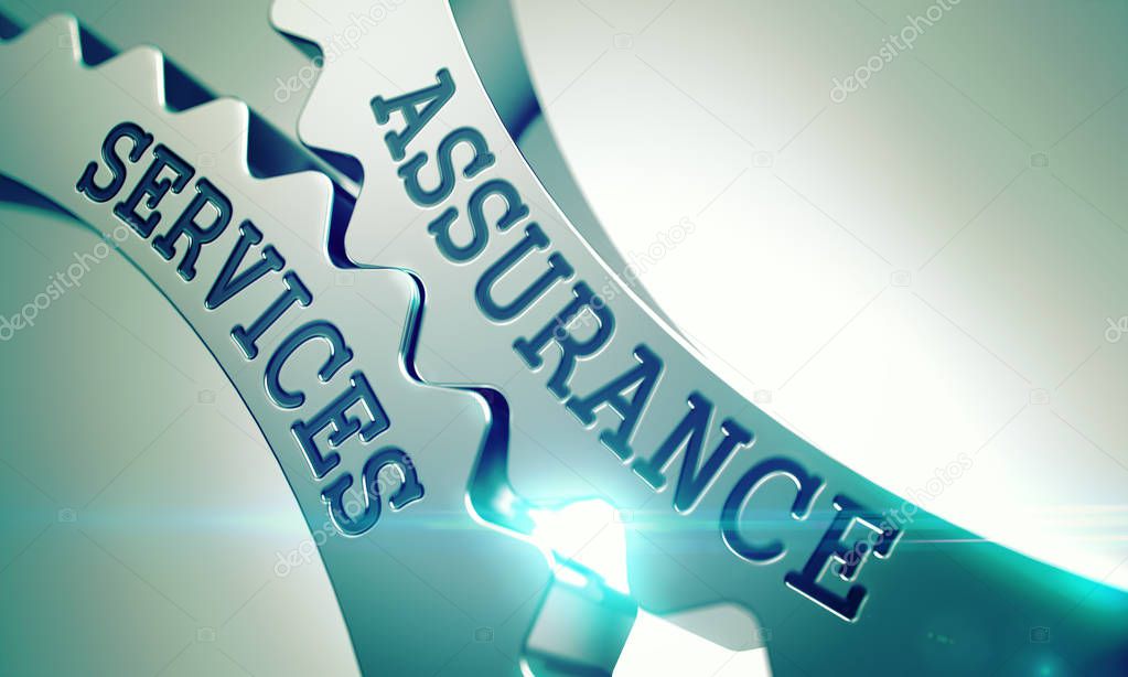 Assurance Services - Mechanism of Metallic Cog Gears. 3D.