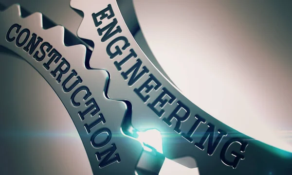 Construção de engenharia Mecanismo de engrenagens metálicas. 3D . — Fotografia de Stock