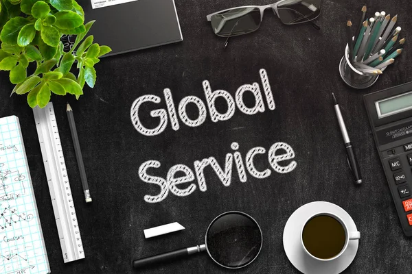 Global Service - Text on Black Chalkboard. 3D Rendering. — Stock Photo, Image