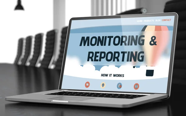 Schermo portatile con concetto di monitoraggio e reporting. 3d . — Foto Stock