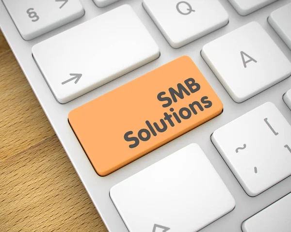 SMB Solutions - повідомлення на помаранчевій клавіатурі. тривимірний . — стокове фото