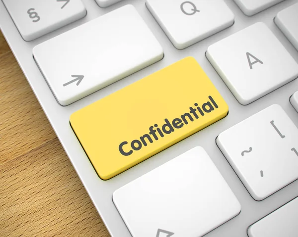 Confidentiel - Message sur le clavier jaune. 3D . — Photo