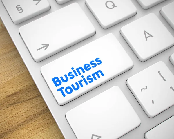 Turismo de negócios - Inscrição no botão Teclado Branco. 3D . — Fotografia de Stock