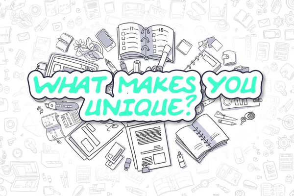 What Makes You Unique - Doodle Green Word (en inglés). Concepto de negocio . —  Fotos de Stock