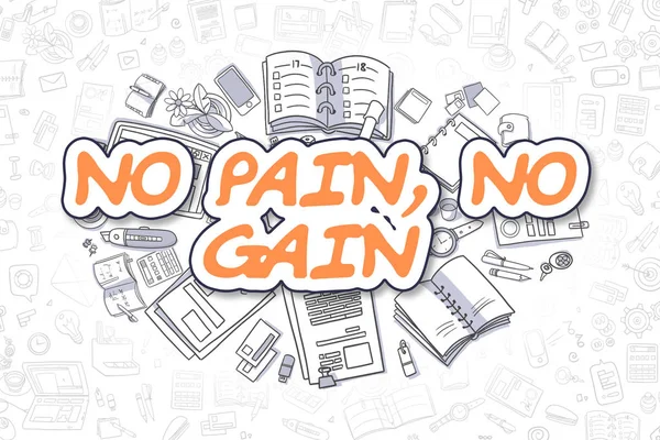 Sin dolor, sin ganancia - Cartoon Orange Text (en inglés). Concepto de negocio . —  Fotos de Stock