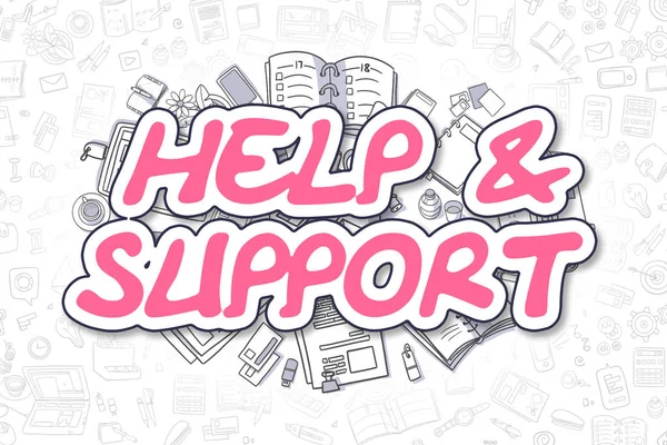 Help And Support - Doodle Magenta Text. Business Concept. — Stock Photo, Image