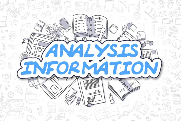 Analizy informacji - Doodle niebieski słowo. Koncepcja biznesowa. — Zdjęcie stockowe