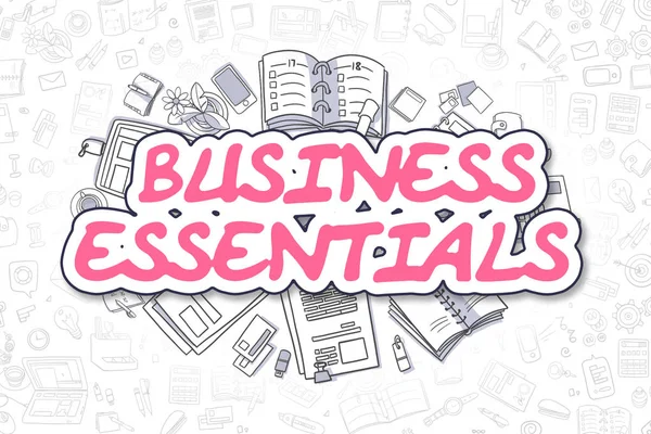 Business Essentials Doodle Magenta Word (em inglês). Conceito de negócio . — Fotografia de Stock