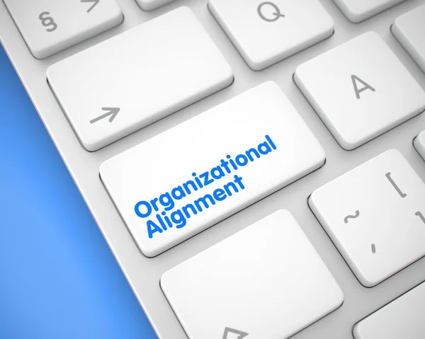Организационное выравнивание - надпись на белом ключе клавиатуры. 3D — стоковое фото