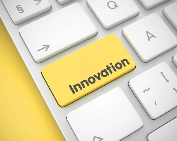 Innovation - Inscription sur le bouton clavier jaune. 3D . — Photo