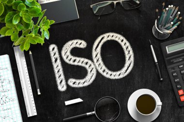 ISO ile siyah kara tahta. 3D render.