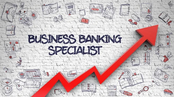 Business Banking Especialista desenhado na parede de tijolo . — Fotografia de Stock