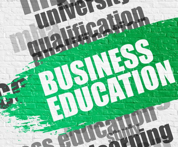 Business Education su muro di mattoni bianchi . — Foto Stock