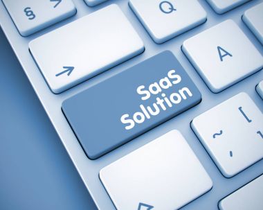 SaaS Solution - Inscription on the  Keyboard Button. 3D. clipart