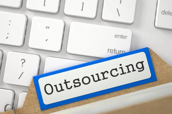 Kartenindex mit Beschriftung Outsourcing. 3d. — Stockfoto