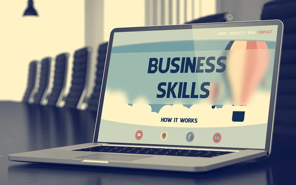 Business Skills Concept na tela do laptop. 3D . — Fotografia de Stock