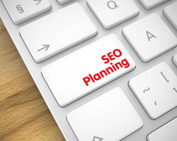 Seo planning - Nachricht auf der weißen Tastatur. 3d. — Stockfoto