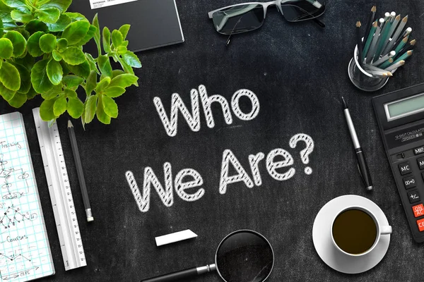 Who We Are Concept on Black Chalkboard. 3D Rendering. — Stock Photo, Image