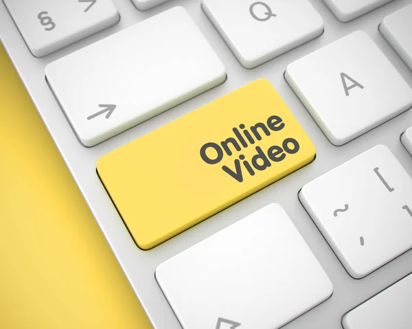 Online Video - meddelande på den gula tangenten. 3D. — Stockfoto