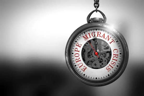 Europe Migrant Crisis on Vintage Watch. 3D Illustration. — Stock Photo, Image