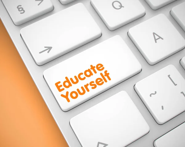 Educate Yourself - Inscription sur clavier blanc. 3D . — Photo