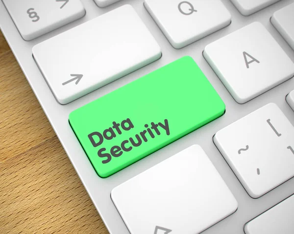 Bezpieczeństwo danych - tekst na przycisku klawiatury zielony. 3D. — Zdjęcie stockowe