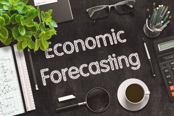 Economic Forecasting on Black Chalkboard. 3D Rendering. — Stock Photo, Image