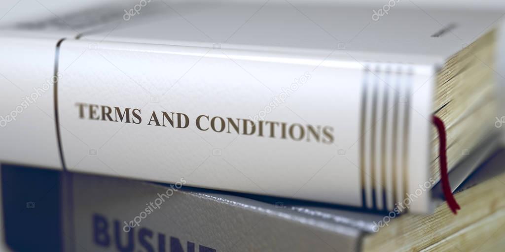 Book Title on the Spine - Terms And Conditions. 3D.