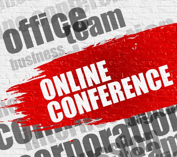 Online konferens på vit vägg. — Stockfoto