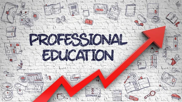Professional Education Drawn on White Brick Wall. 3D. — Stock Photo, Image
