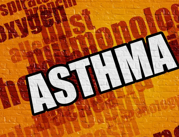 Moderní lékařská koncepce: astma na žluté Brickwall . — Stock fotografie
