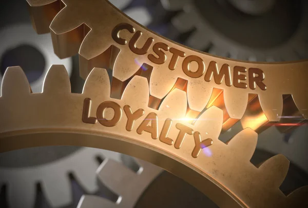 Customer Loyalty Concept. Golden Gears. 3D Illustration. — Stock Photo, Image