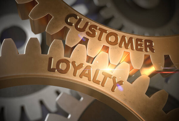 Концепция лояльности клиентов. Золотые шестерни. 3D-моделирование
.