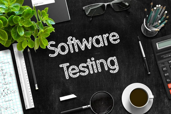 Concetto di test software su lavagna nera. Rendering 3D . — Foto Stock