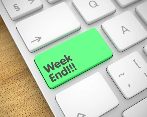 Week End - Messaggio sul tasto Tastiera Verde. 3D . — Foto Stock