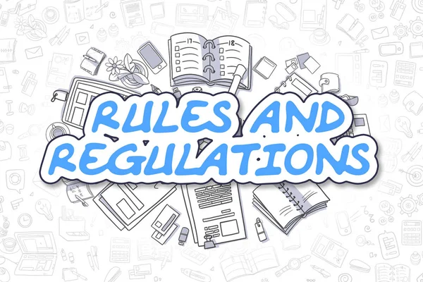 Regulamin - Doodle niebieski tekst. Koncepcja biznesowa. — Zdjęcie stockowe