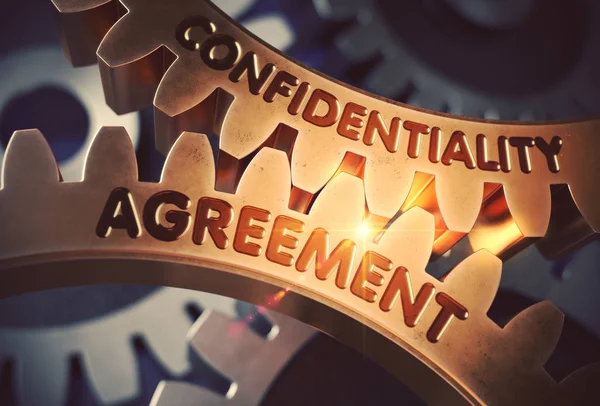 Confidentiality Agreement on Golden Gears. 3D Illustration. — Stock Photo, Image