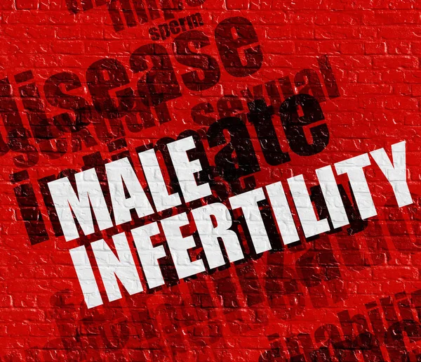 Moderne gezondheidszorg concept: mannelijke onvruchtbaarheid op rode muur . — Stockfoto
