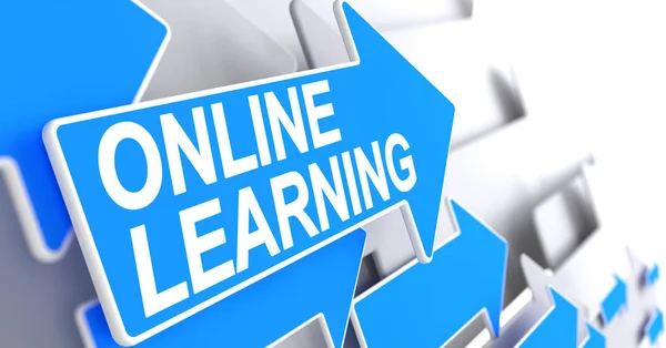 Kształcenia online - napis na niebieski kursor. 3D. — Zdjęcie stockowe