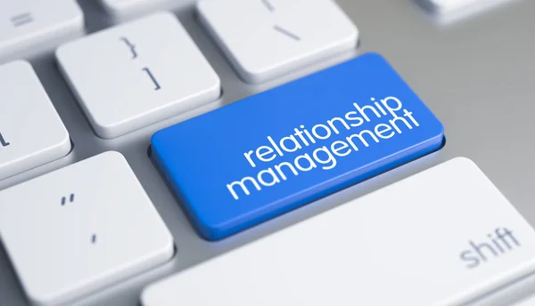 Relationship Management - tekst op de blauwe toets. 3D. — Stockfoto