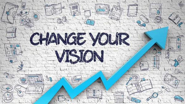 Change Your Vision Drawn on Brick Wall. 3D. — Stock Photo, Image