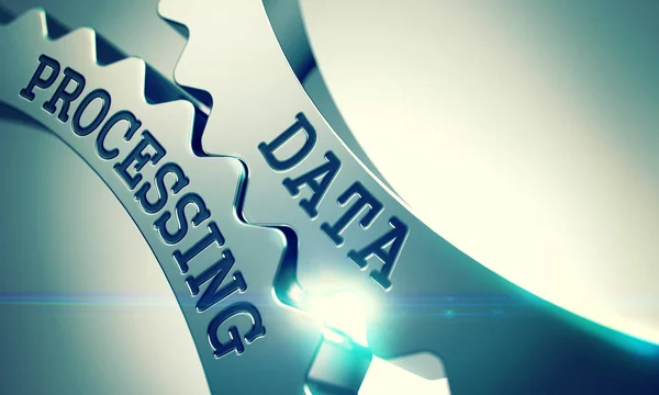 Data Processing - Mechanism of Metal Gears. 3D. — Stock Photo, Image